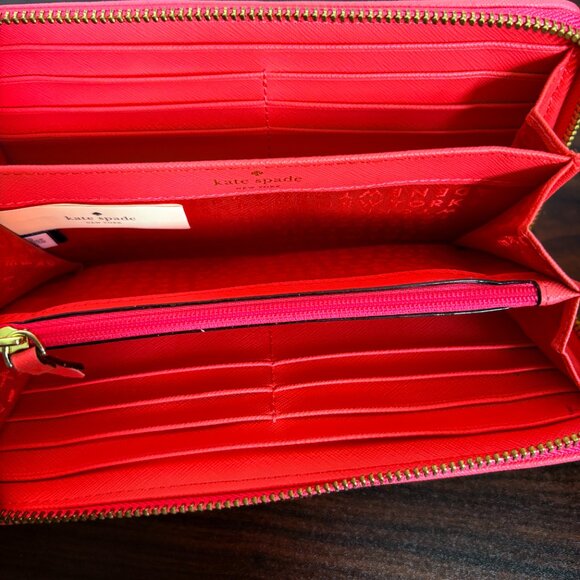 Kate Spade Romy Newbury Lane Caning Bag Crossbody Coral Leather Tote with Wallet - Picture 11 of 12